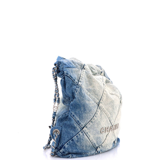 22 Chain Backpack Quilted Denim Medium