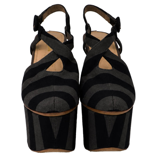 Women's Prada Platform Sandals in Multicolor Canvas