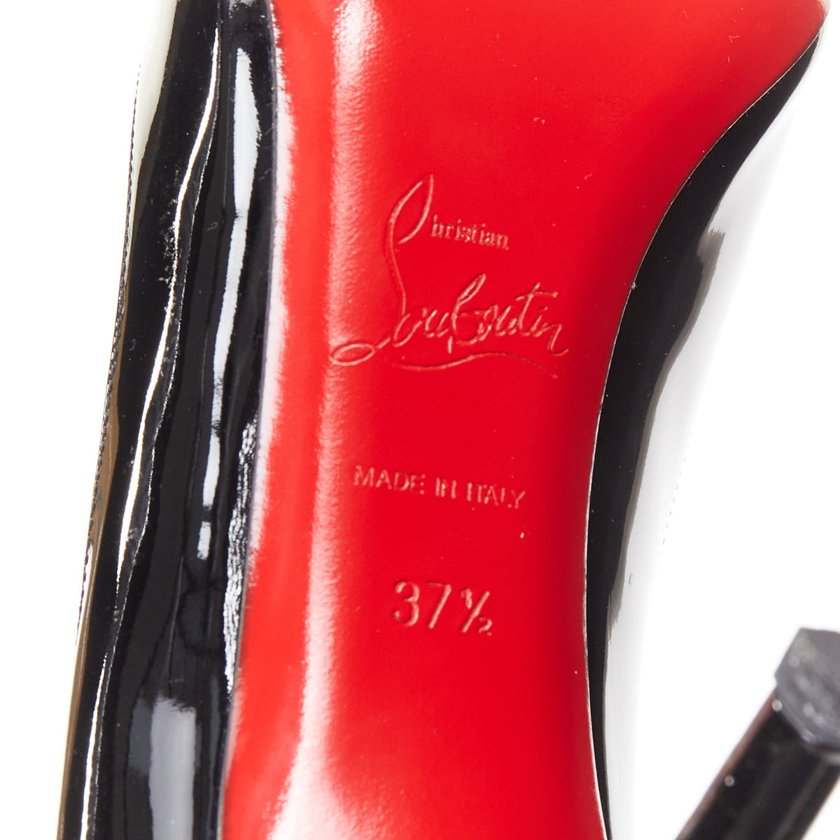 Women's Christian Louboutin You You black patent leather peep toe heels