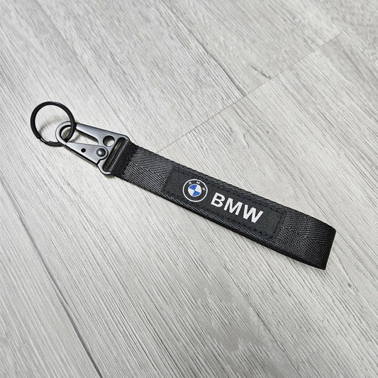 BRAND NEW Black Racing Keychain Metal key Ring Hook Strap Lanyard Universal