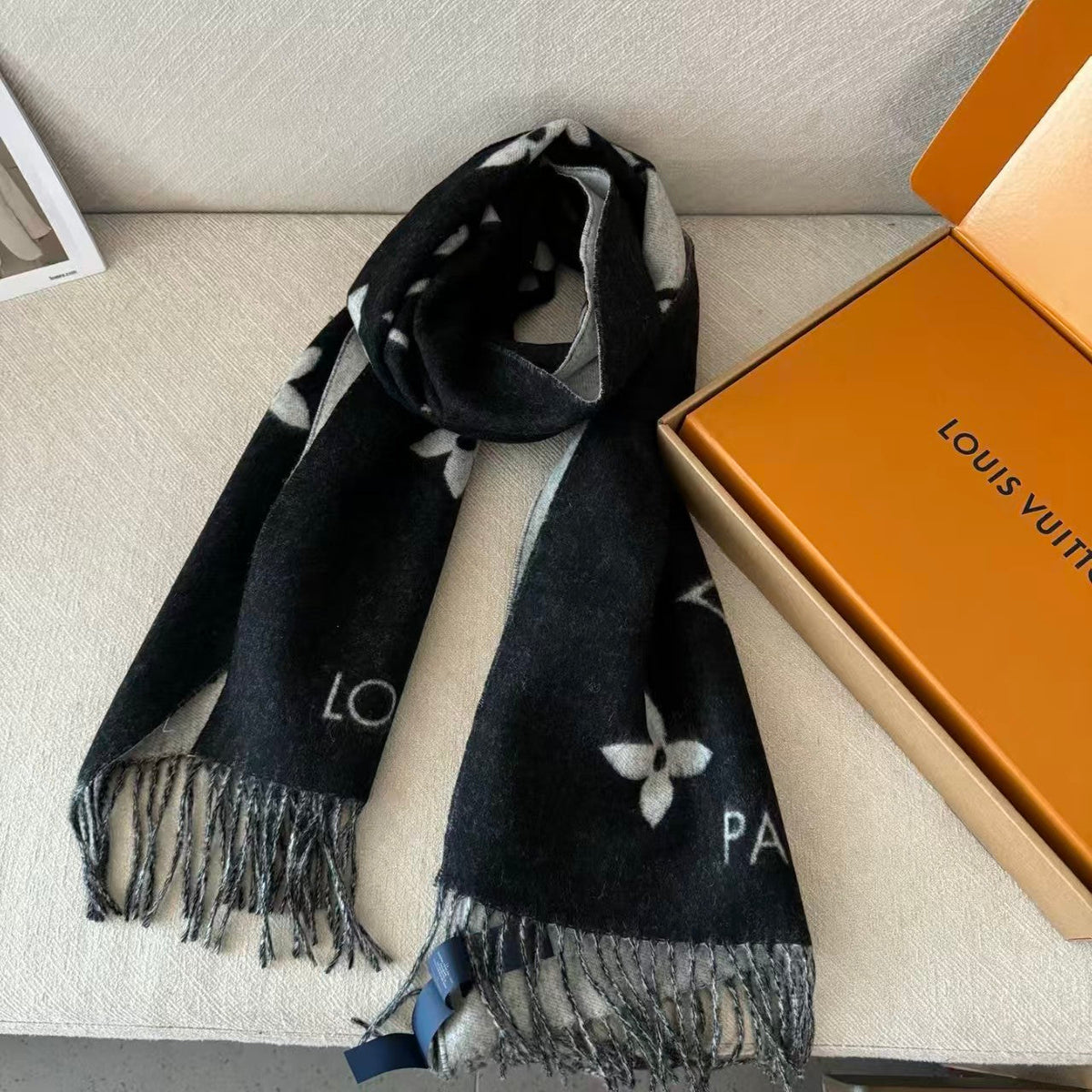 Luxury Reversible Monogram Knit Scarf