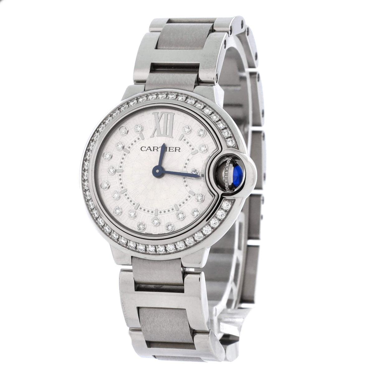 Ballon Bleu de Cartier Quartz Watch Stainless Steel with Diamond Bezel and Markers 28
