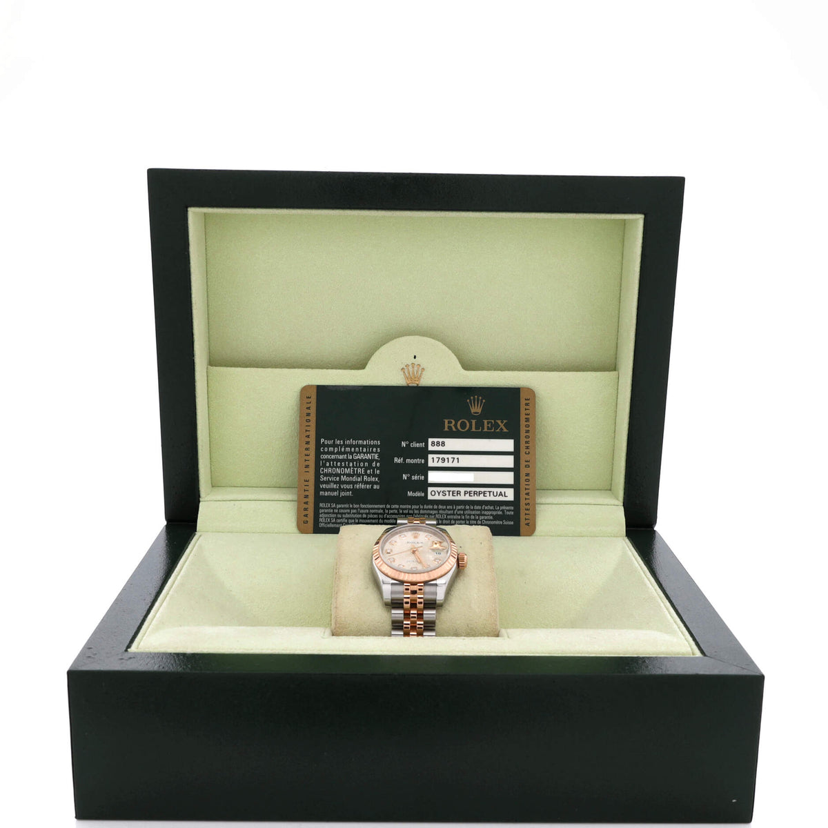 Oyster Perpetual Datejust Automatic Watch Stainless Steel and Rose Gold with Diamond Markers 26