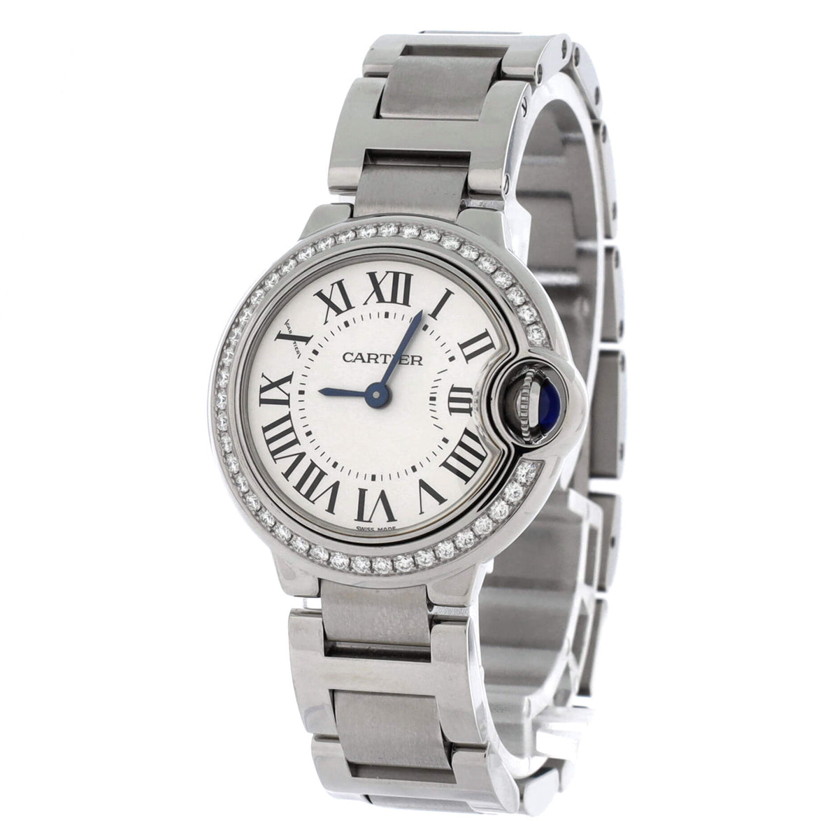 Ballon Bleu de Cartier Quartz Watch Stainless Steel with Diamond Bezel 28