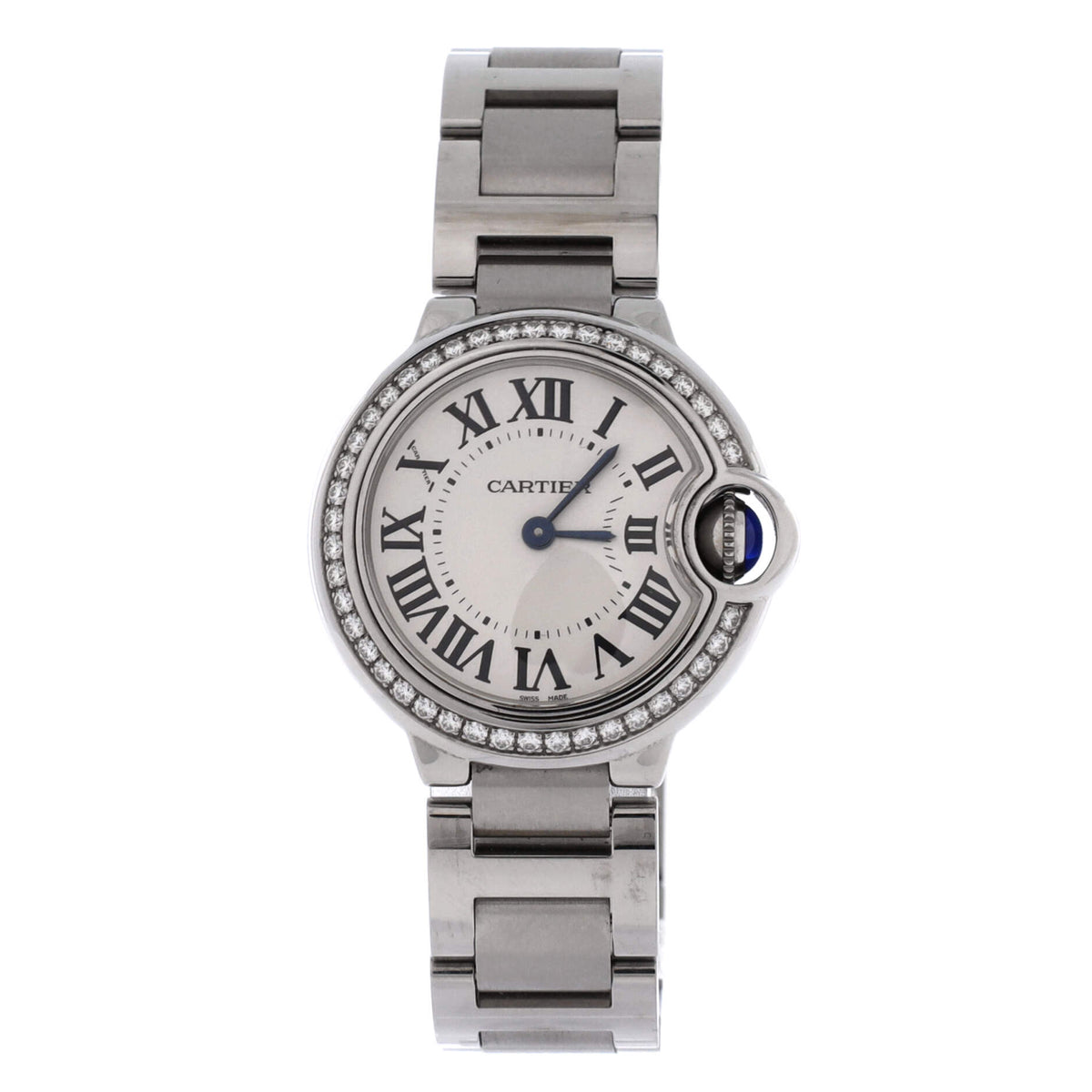 Ballon Bleu de Cartier Quartz Watch Stainless Steel with Diamond Bezel 28