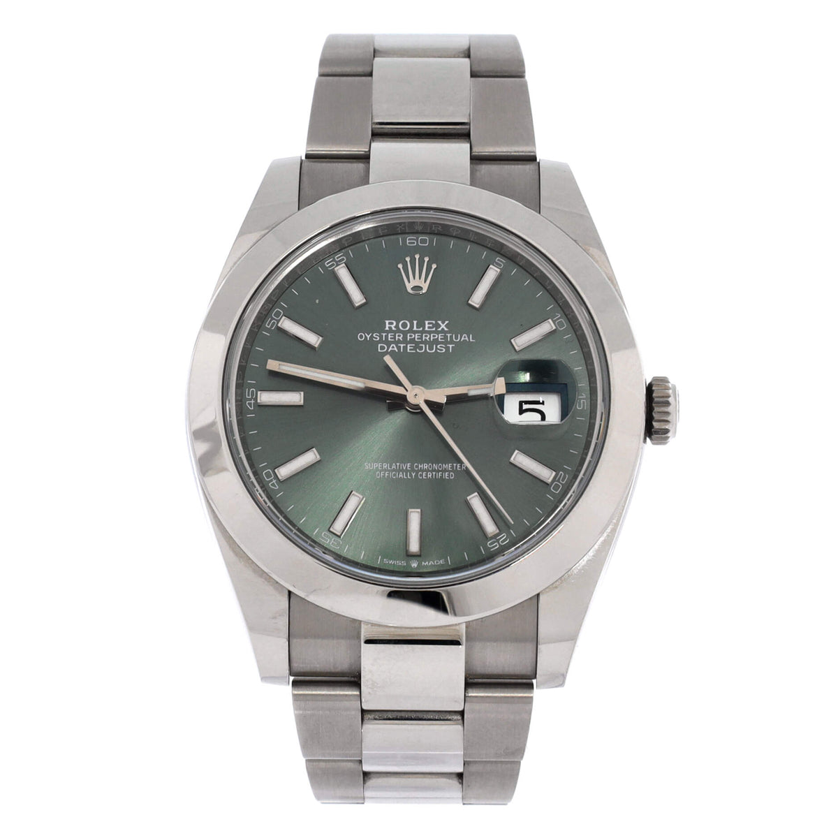 Oyster Perpetual Datejust Mint Green Automatic Watch Stainless Steel 41