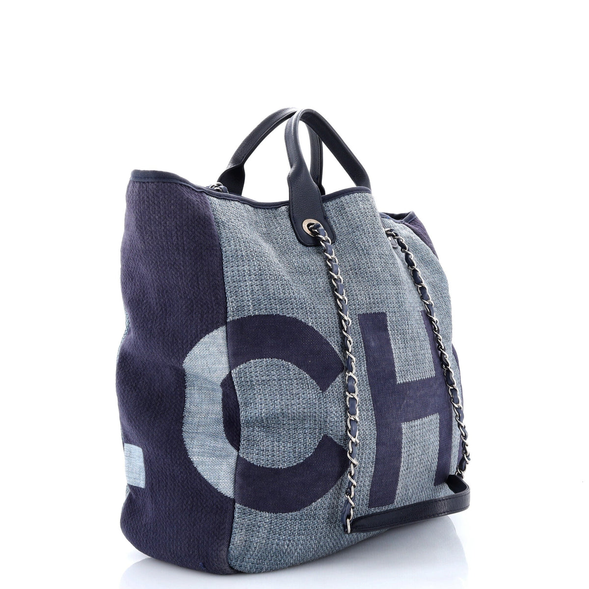 Deauville Logo Shopping Tote Printed Raffia Large