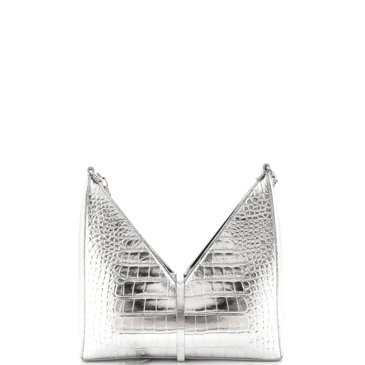 Cut Out Shoulder Bag Crocodile Embossed Leather Small