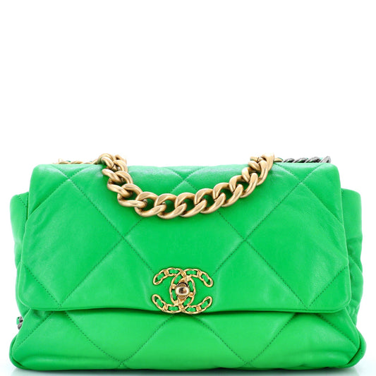 19 Flap Bag Quilted Leather Large