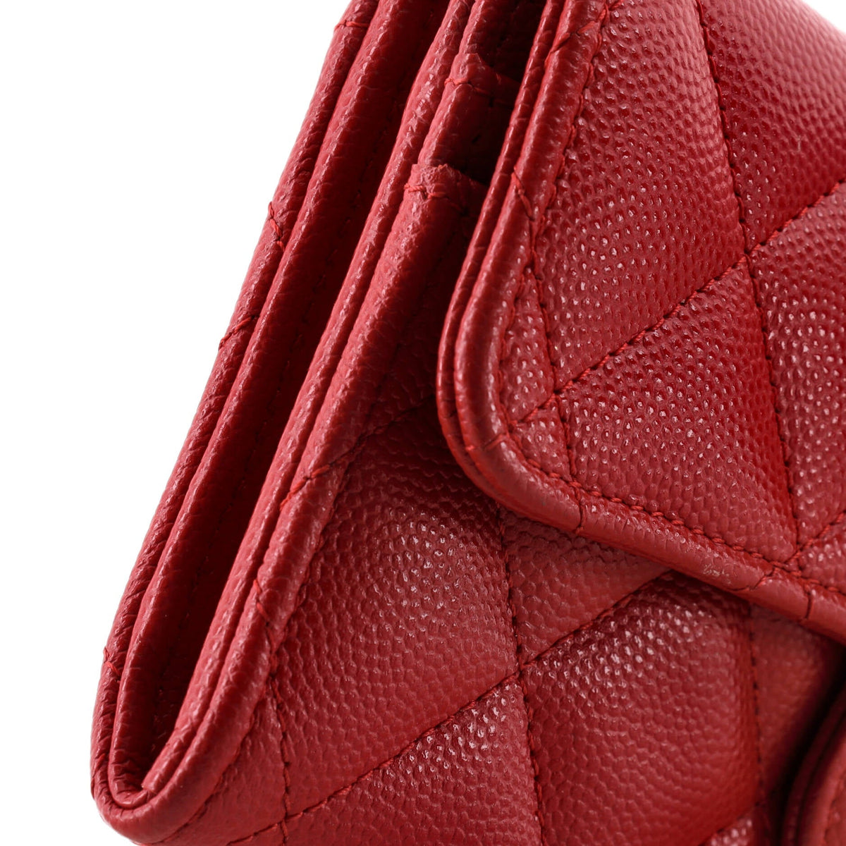 CC Gusset Classic Flap Wallet Quilted Caviar Medium