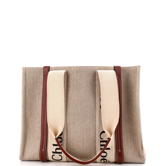 Woody Tote Canvas with Leather Medium