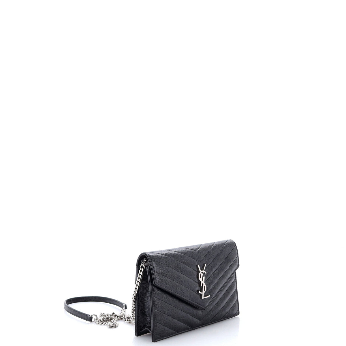 Classic Monogram Wallet on Chain Matelasse Chevron Leather Small