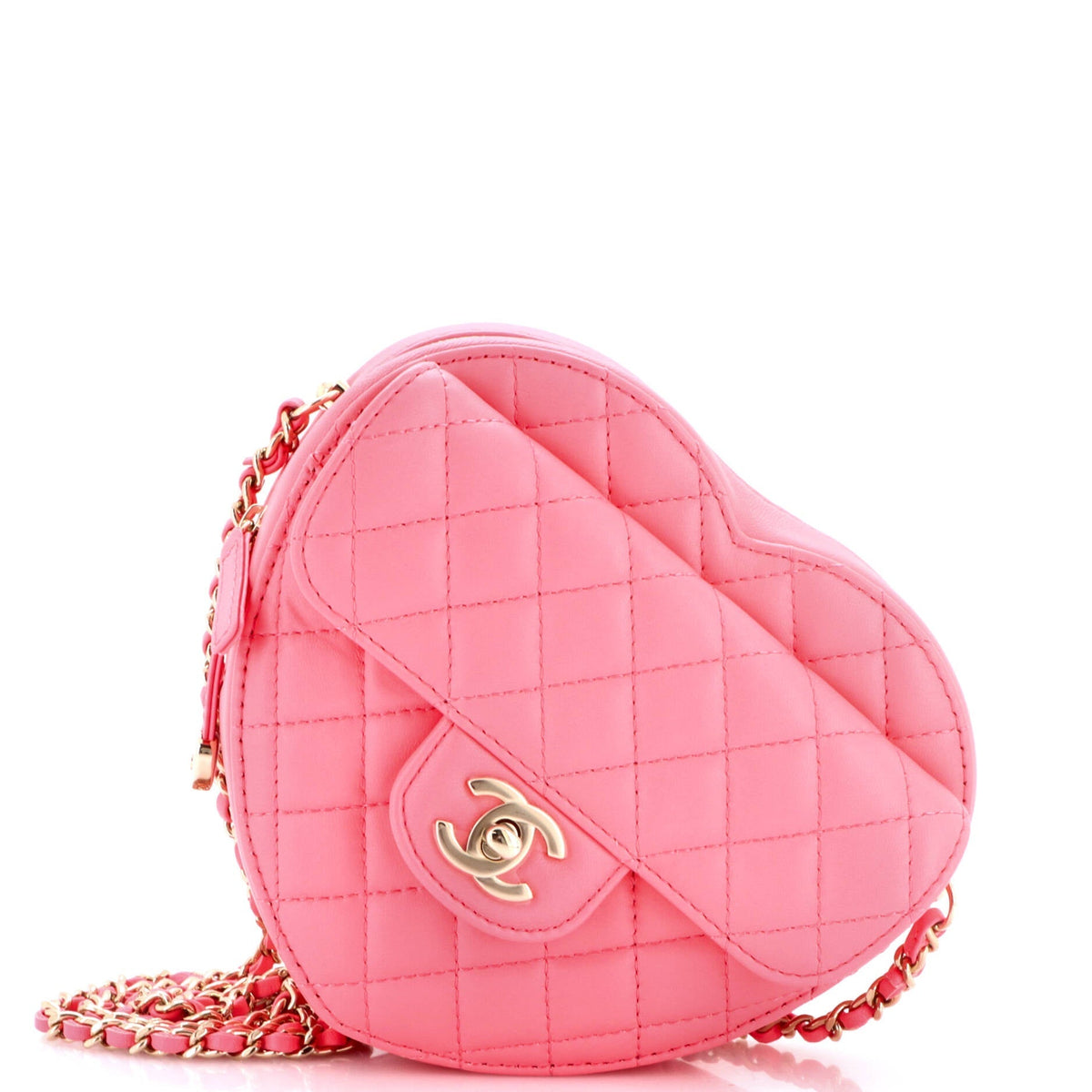 CC in Love Heart Bag Quilted Lambskin Large