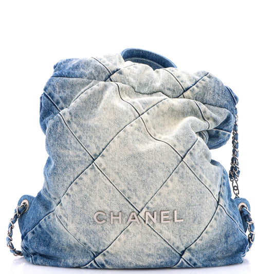 22 Chain Backpack Quilted Denim Medium