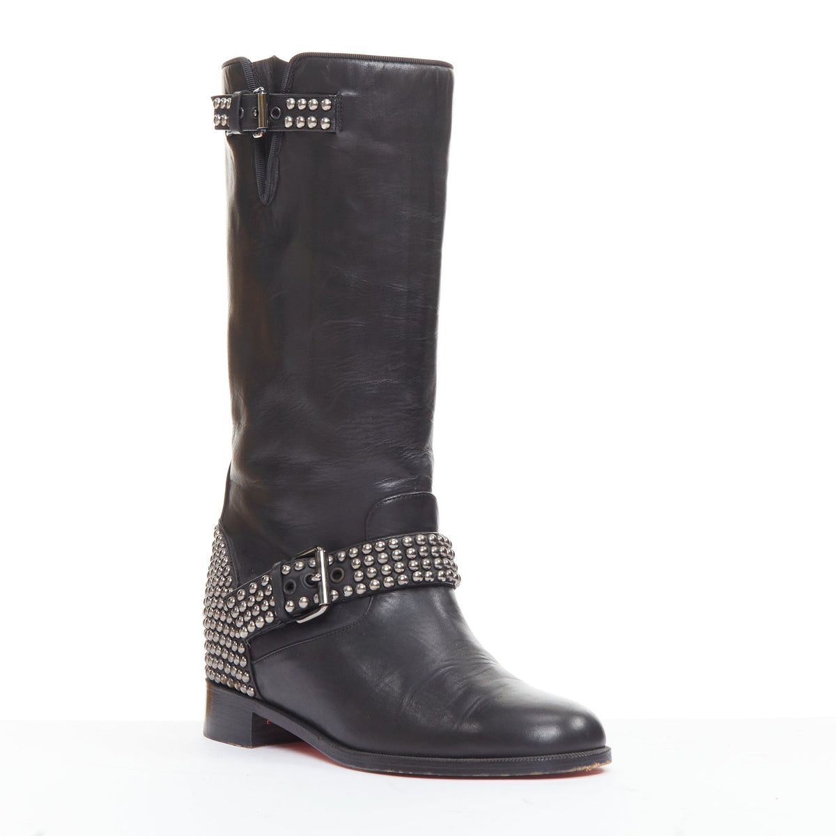 Women's Christian Louboutin Studded Wedged Boots