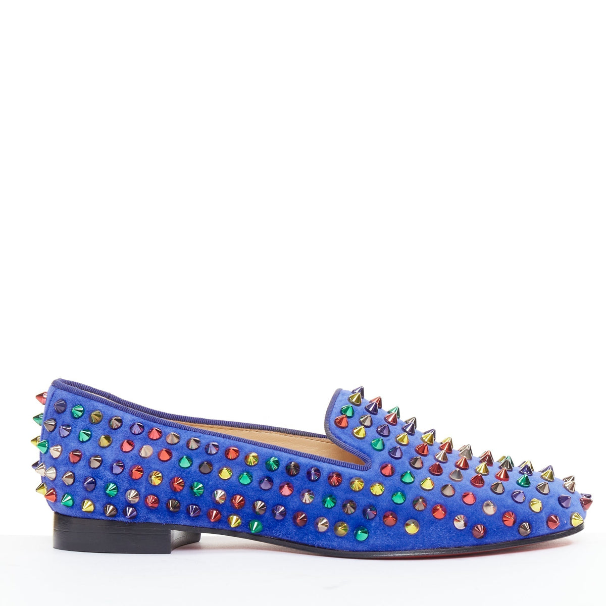 Women's Christian Louboutin Suede Spike Flats