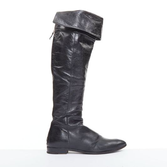 Women's Prada Leather Over The Knee Zip Boots