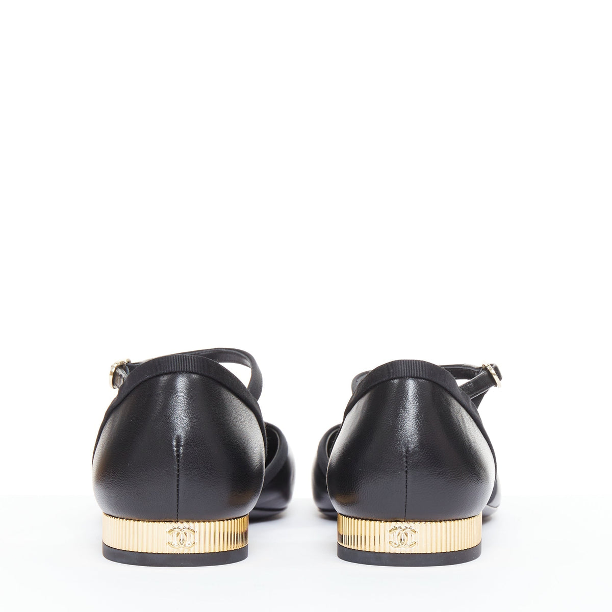 Women's Chanel Leather Grosgrain Mary Jane Flats