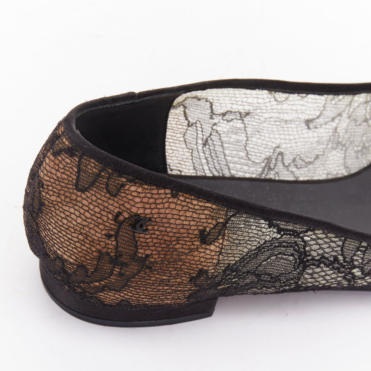 Women's Chanel CC Logo Lace Ballet Flats
