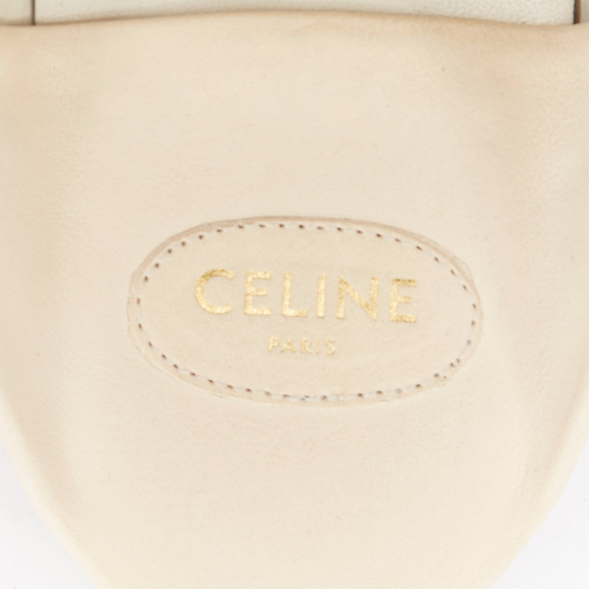 Women's Celine Leather Gold Logo Slippers