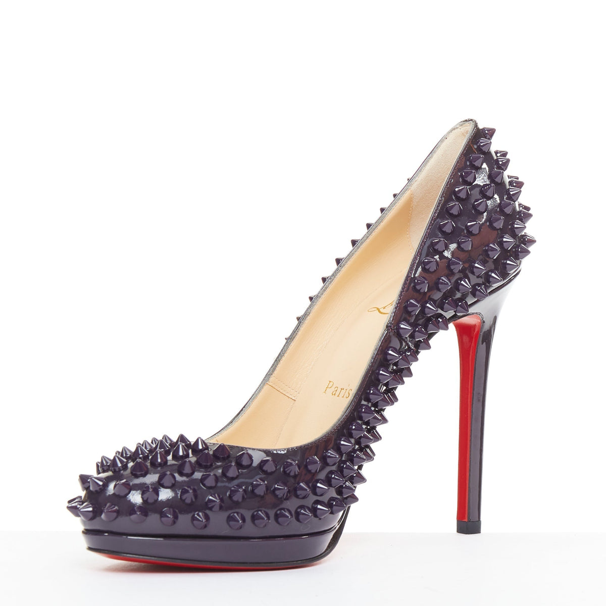 Women's Christian Louboutin Patent Spikes Platform