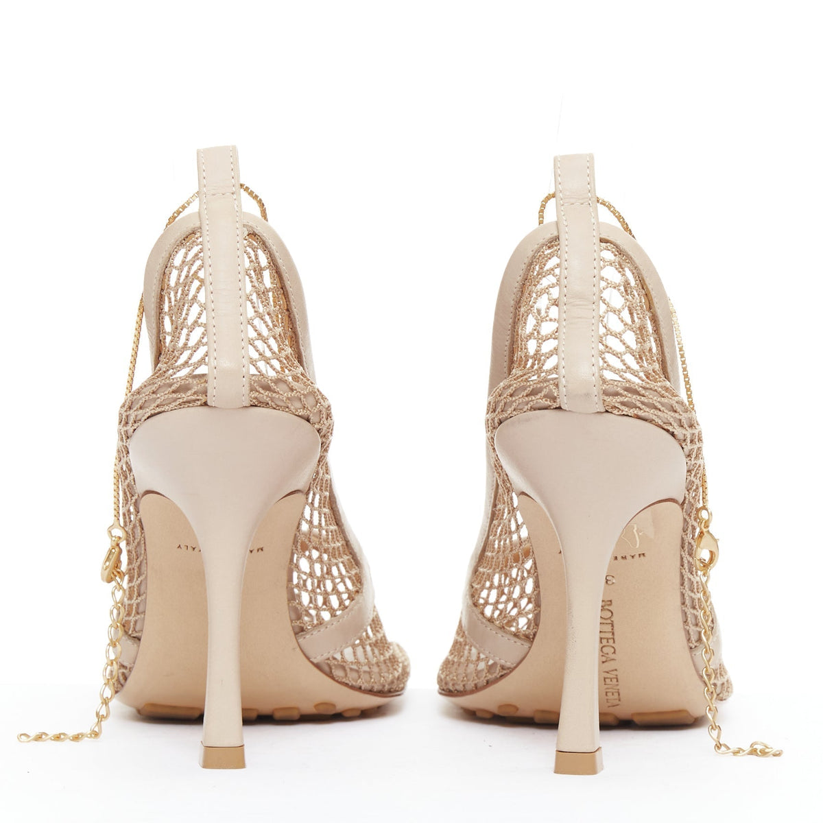 Women's Bottega Veneta Leather Fishnet Heels