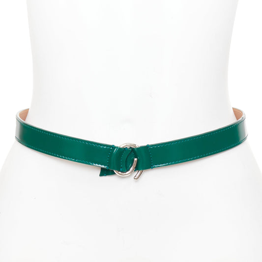 Alaia leather silver swirl loop hook skinny belt