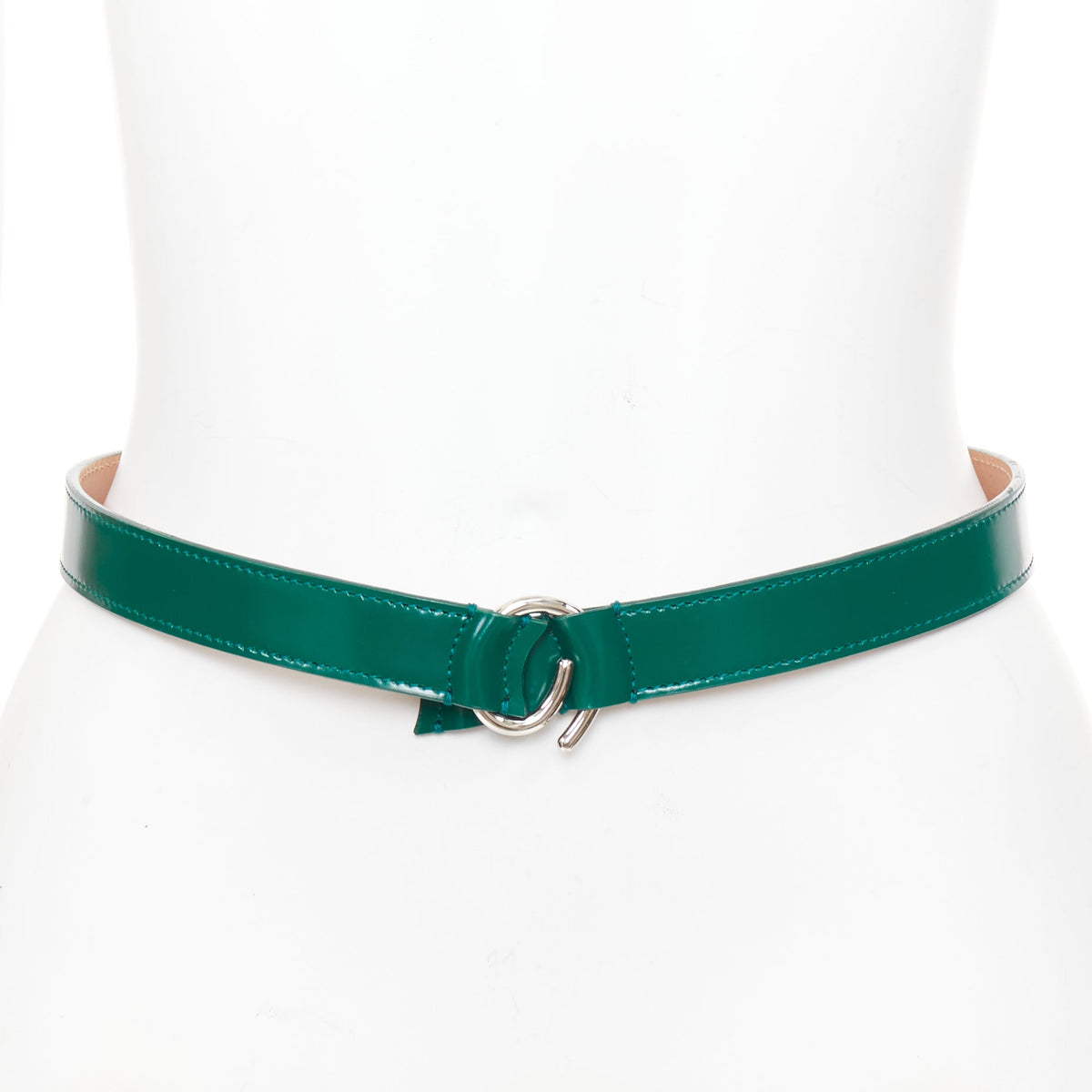 Alaia leather silver swirl loop hook skinny belt