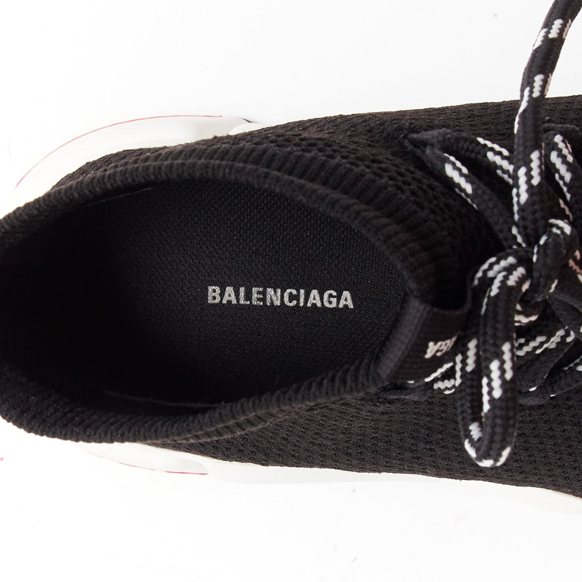 Men's Balenciaga Speed white red logo laced sock sneakers