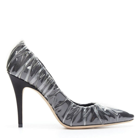 Women's Off-White Jimmy Choo black satin transparent ruche pumps
