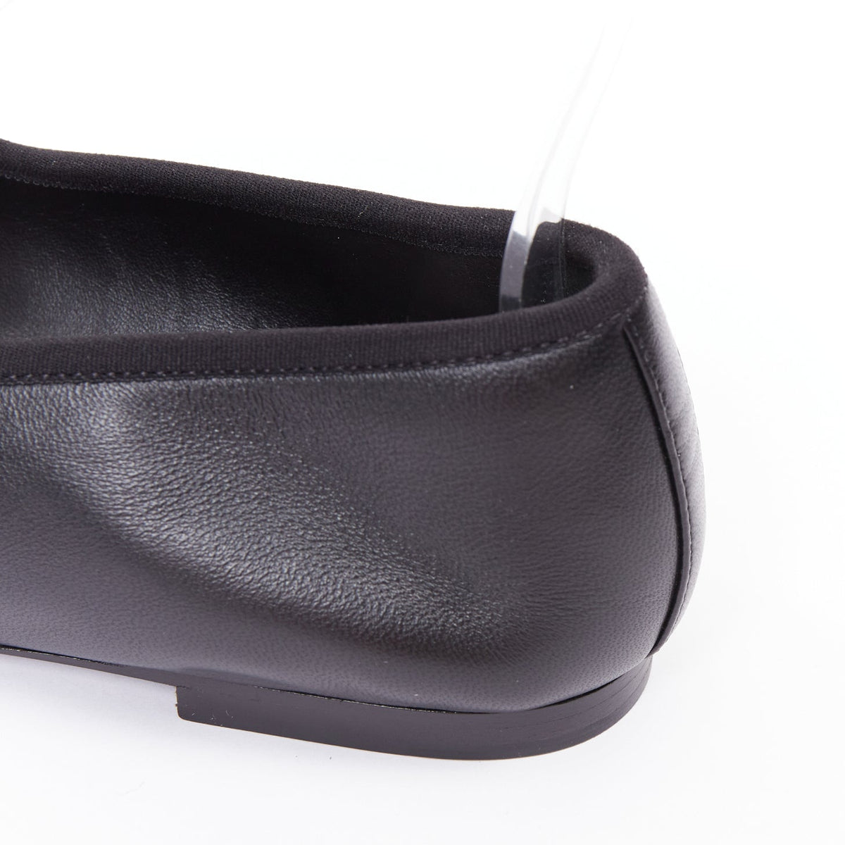 Women's Chanel black soft lambskin stitched CC cap toe flats