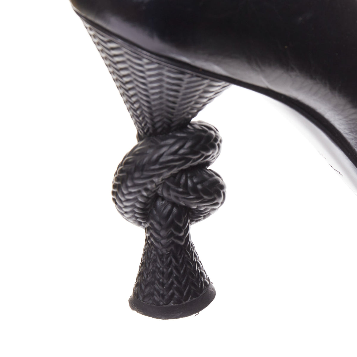Women's Chanel Sculpted Sailor Knot black leather CC cap toe pumps