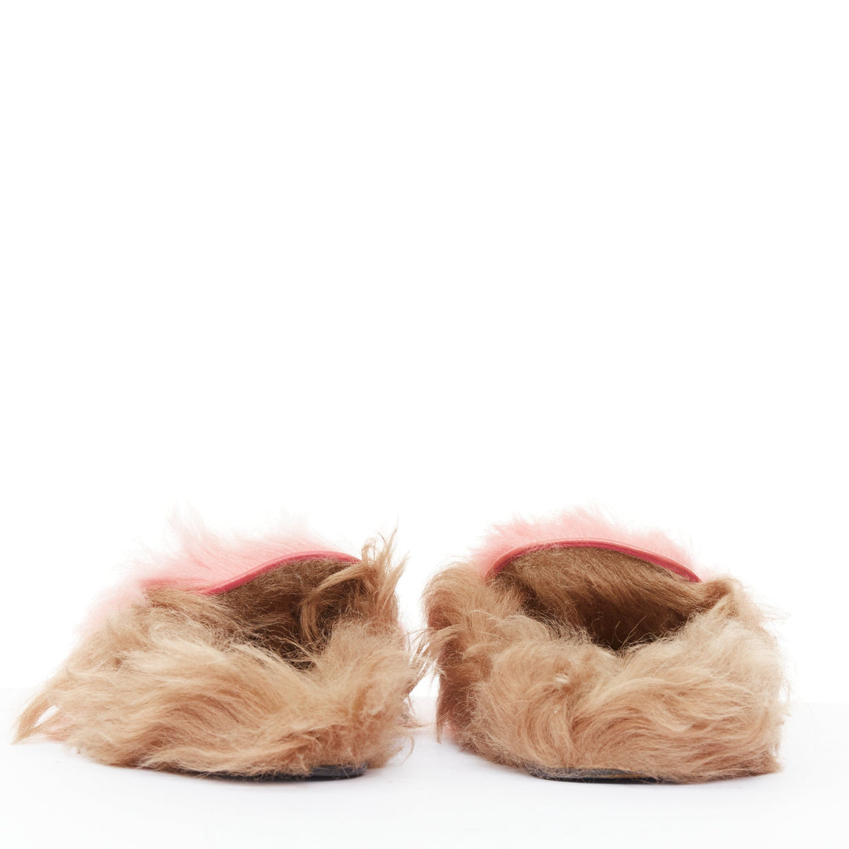 Women's Gucci Princetown pink brown high pile fur horsebit mules