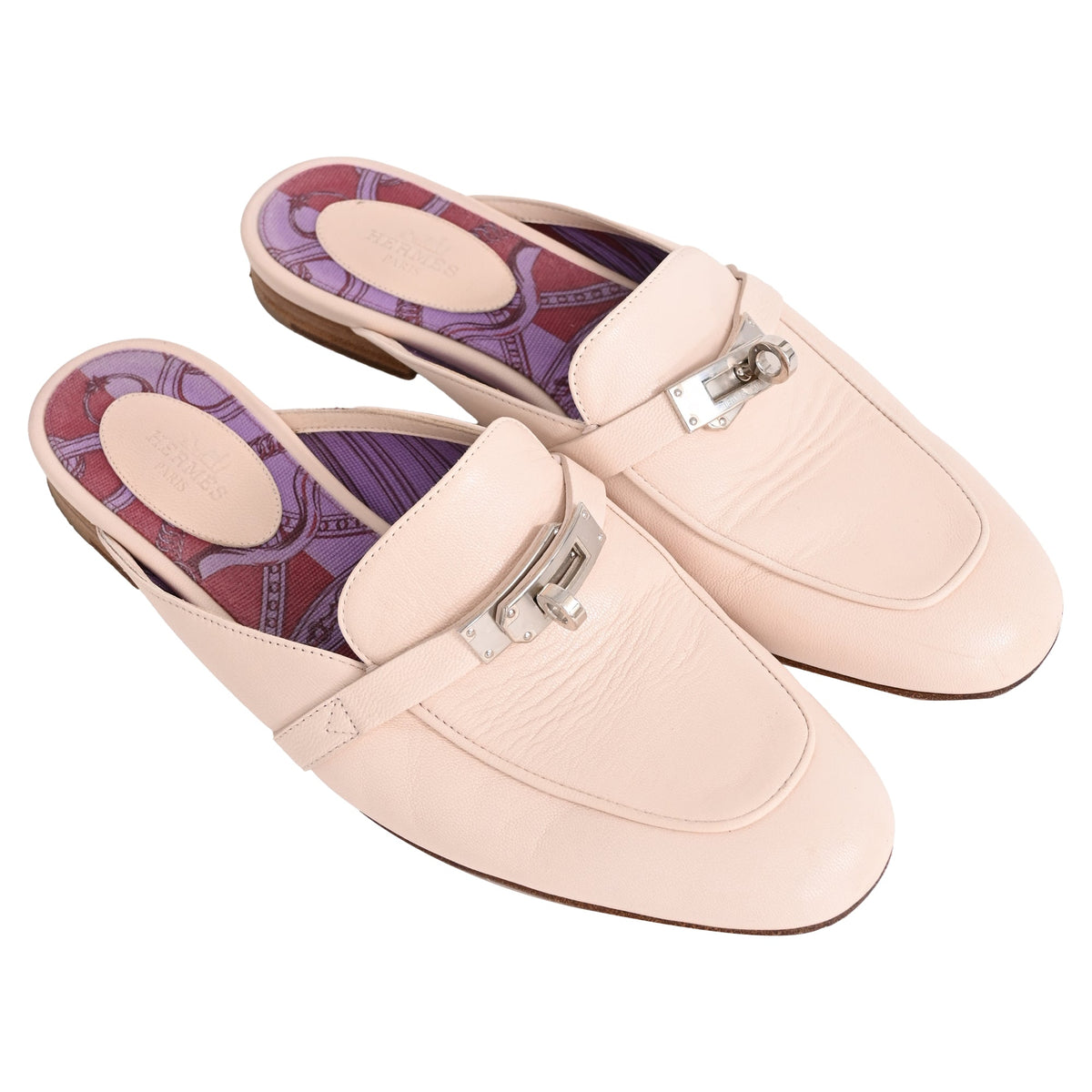 Women's Hermès Oz Mules in Beige Leather