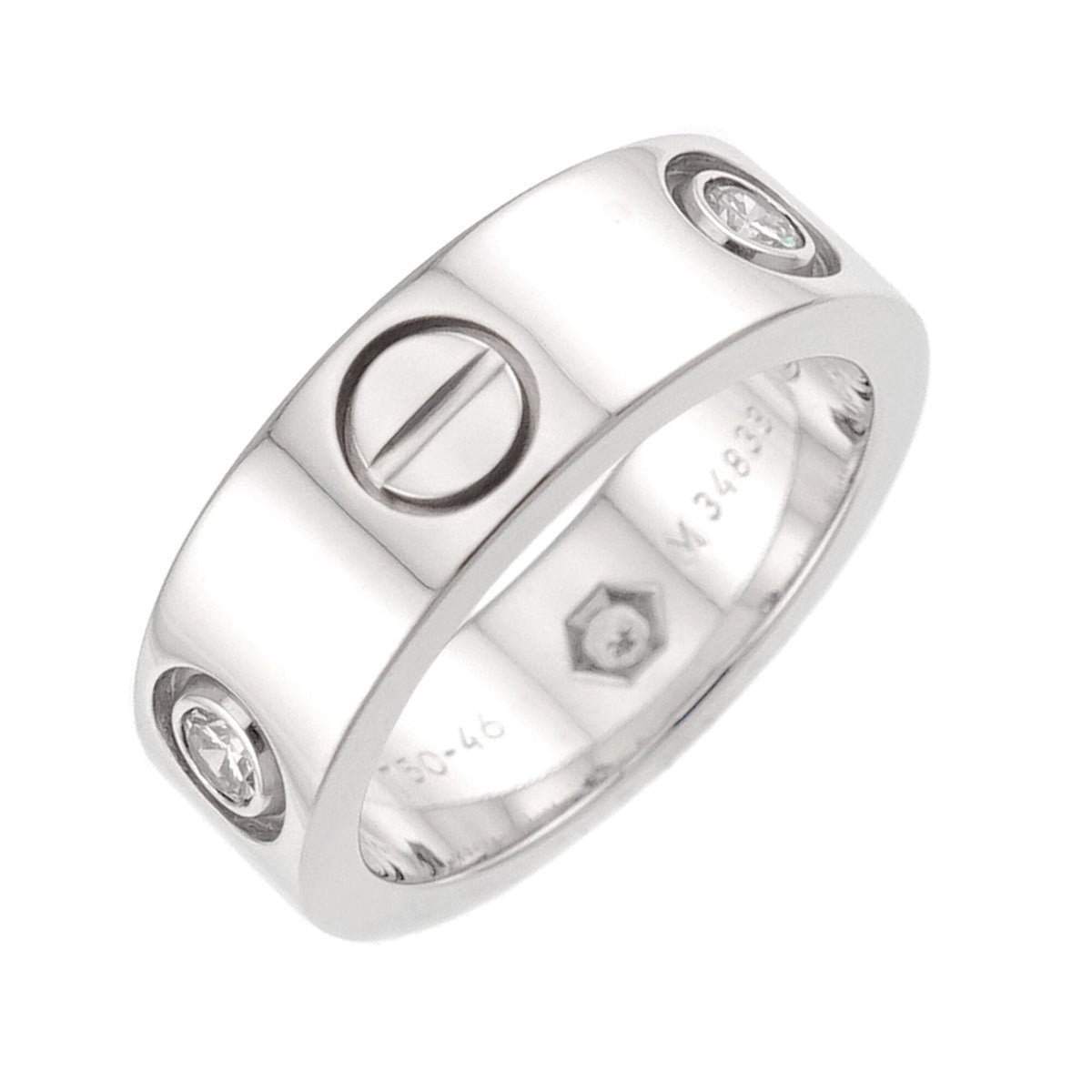Love Ring 18K White Gold with Half Diamond