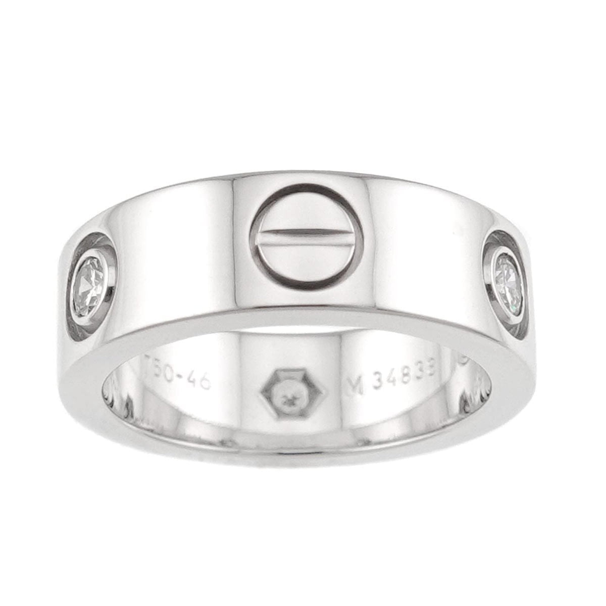 Love Ring 18K White Gold with Half Diamond