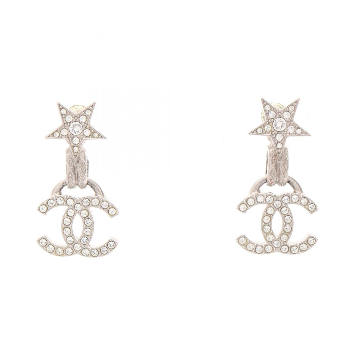 CC Logo Star Earrings Silver-Tone Metal