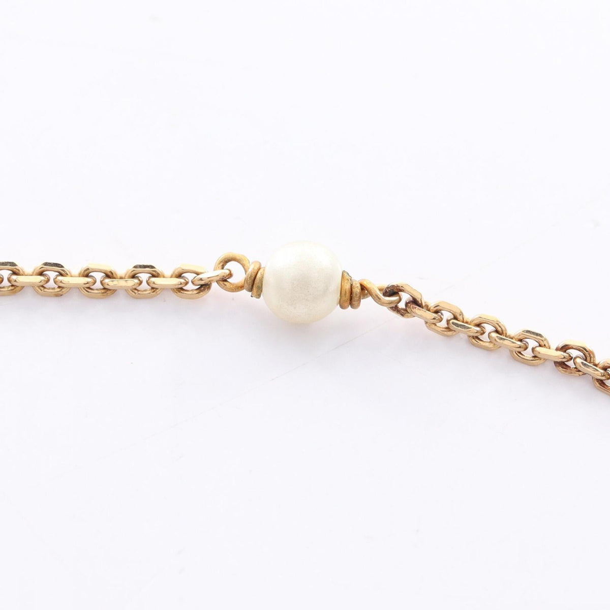 Pendant Necklace Artificial Pearl and Gold and Rhinestone