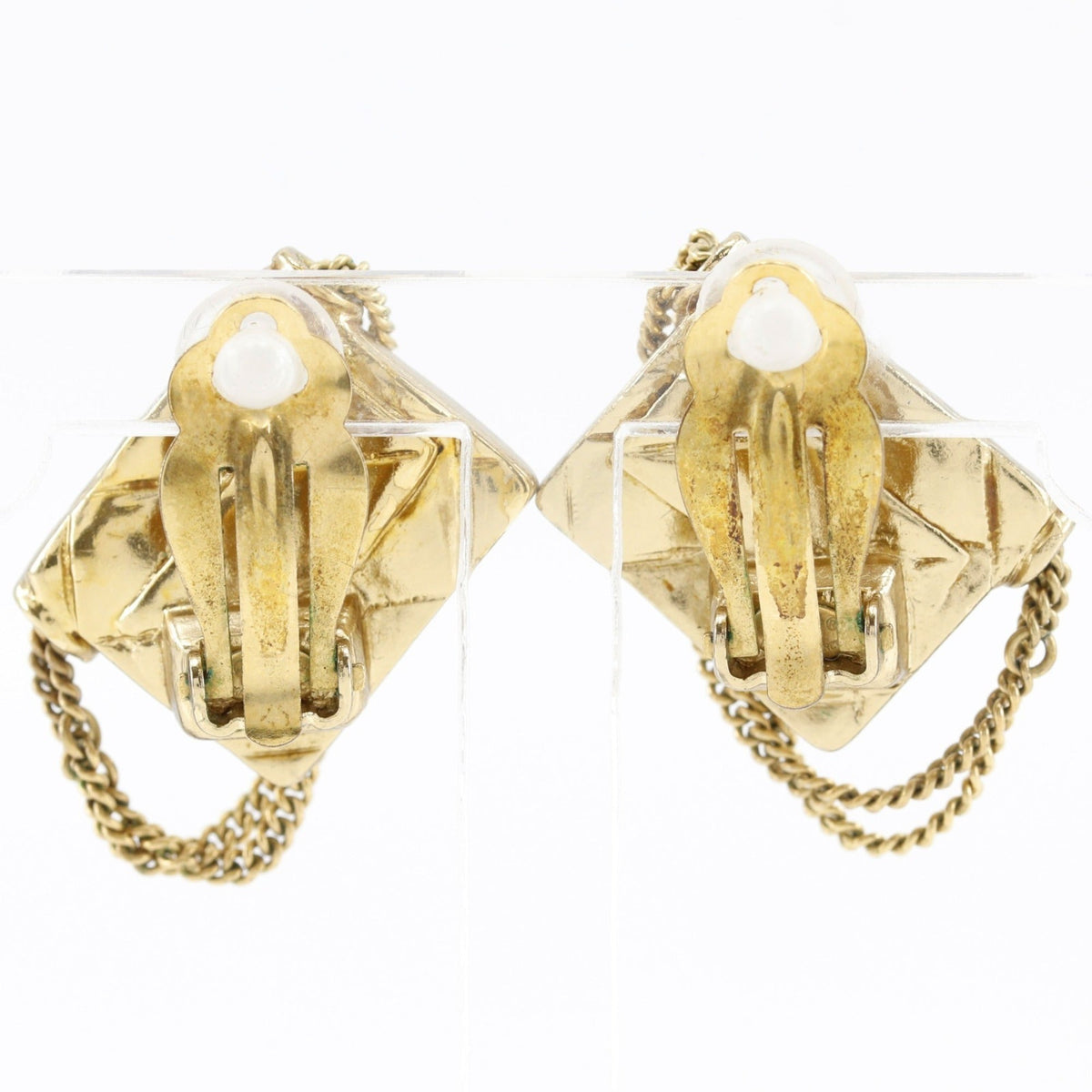 Matelasse Bag Motif Clip Earrings Metal