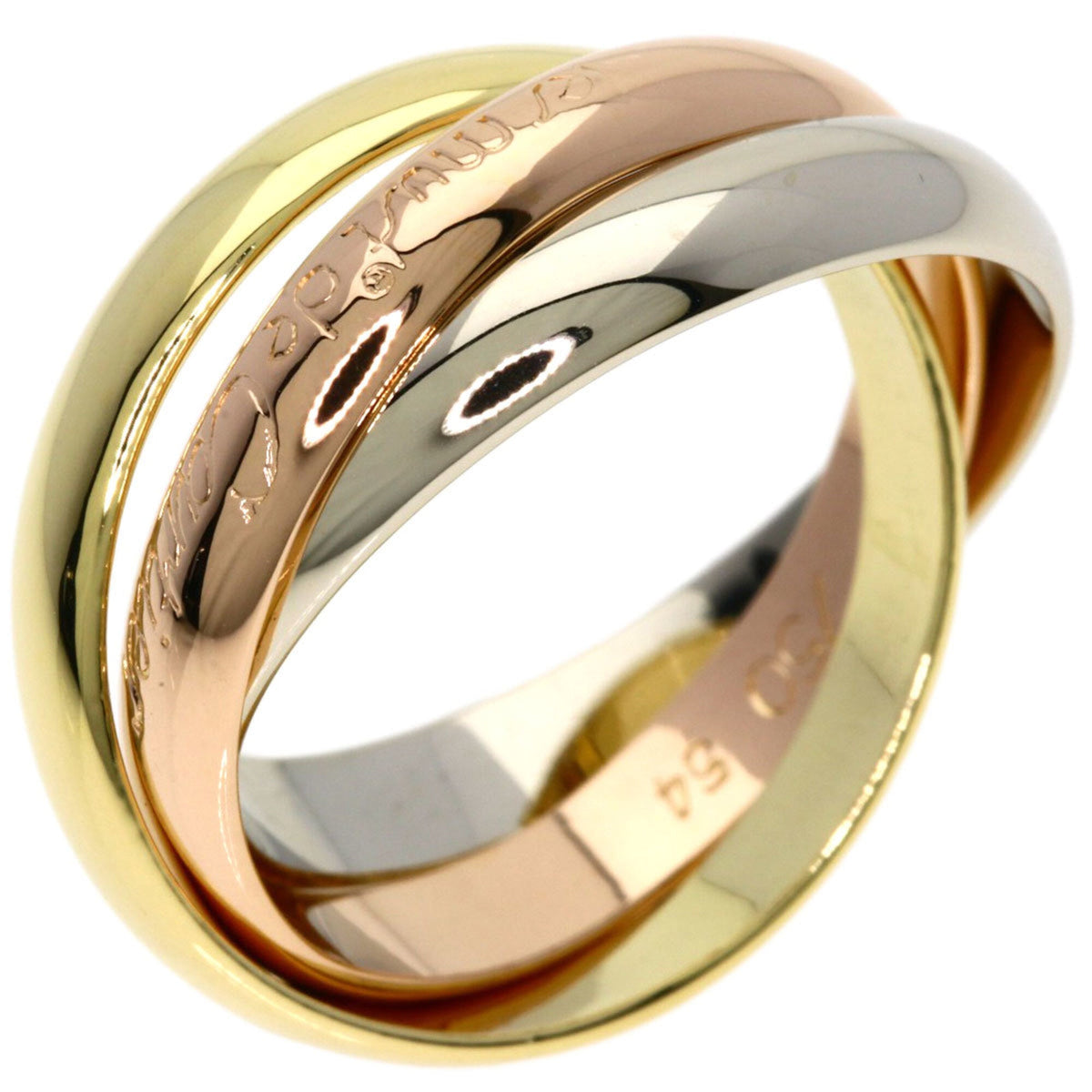 Vendome Louis Cartier Band Ring 18K Tricolor Gold