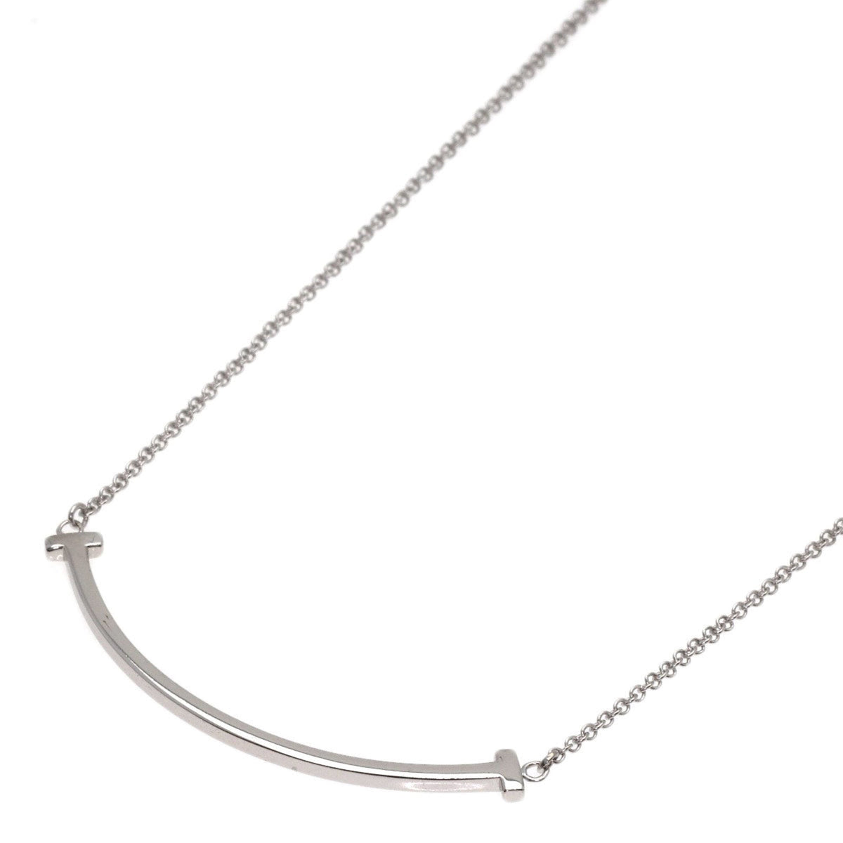 T Smile Pendant Necklace 18K White Gold