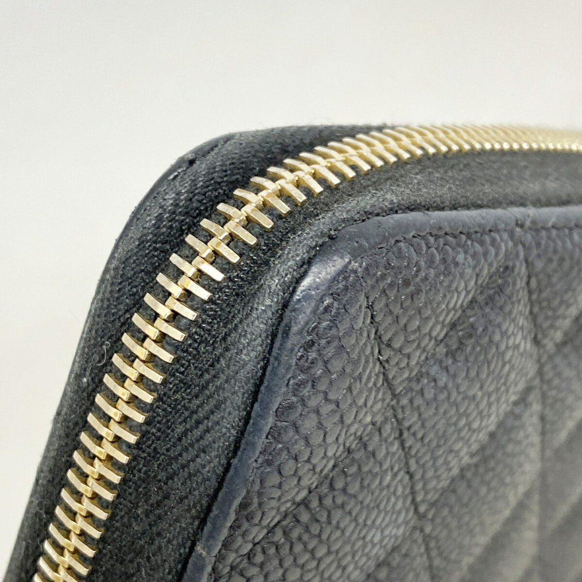 Zip Around Wallet Quilted Caviar Long